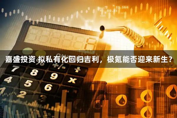 嘉盛投资 拟私有化回归吉利，极氪能否迎来新生？