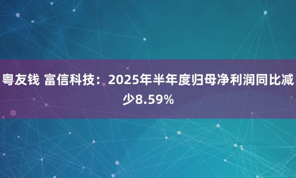 粤友钱 富信科技：2025年半年度归母净利润同比减少8.59%