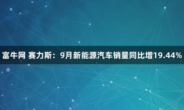 富牛网 赛力斯：9月新能源汽车销量同比增19.44%