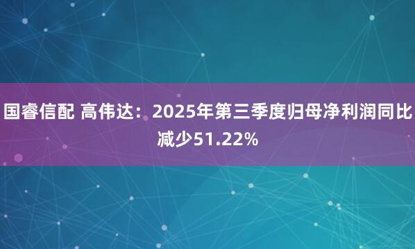 国睿信配 高伟达：2025年第三季度归母净利润同比减少51.22%